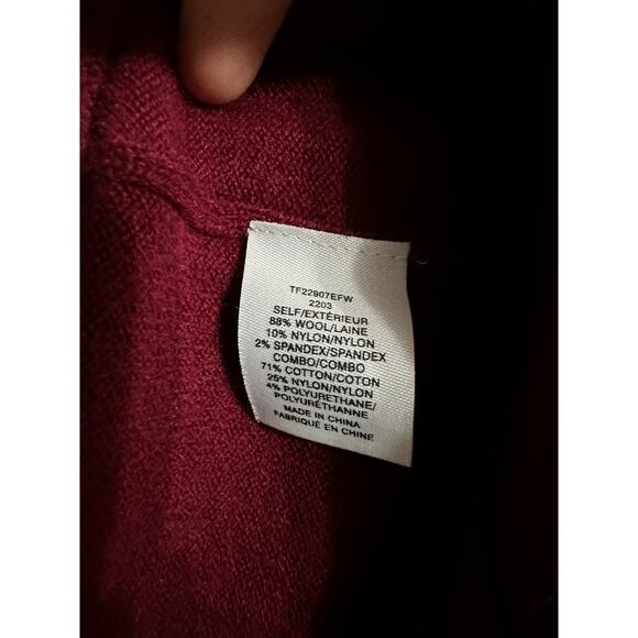 DEREK LAM 10 CROSBY Corinne Mix Media Turtleneck Sweater burgundy XXXL NEW $395 - Picture 6 of 8